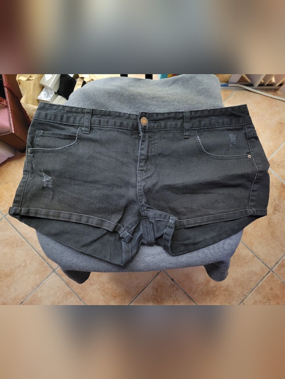 Billabong Black Distressed Denim Shorts Size 17/18